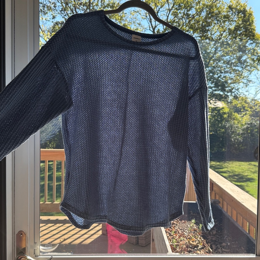 Blue Knit Long Sleeve Sweater